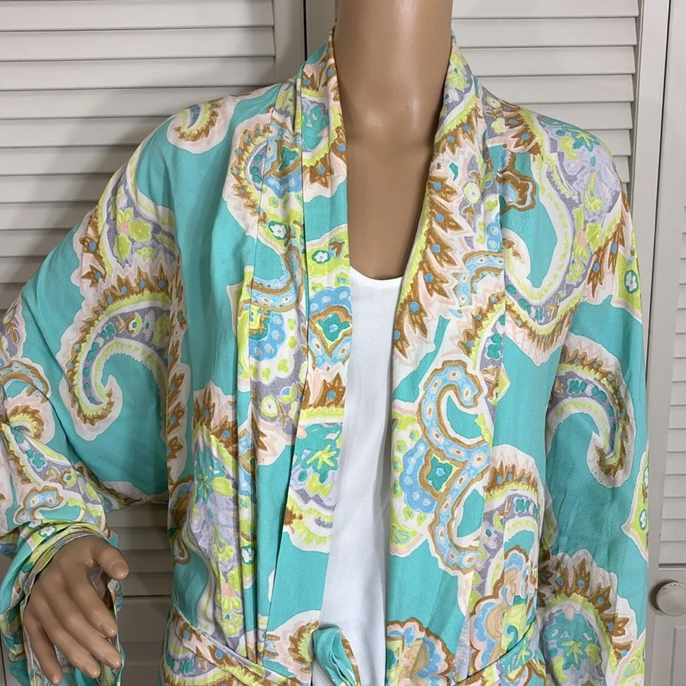 Zara Blogger Favorite Bright Paisley Multicolor Kimono Robe XXL